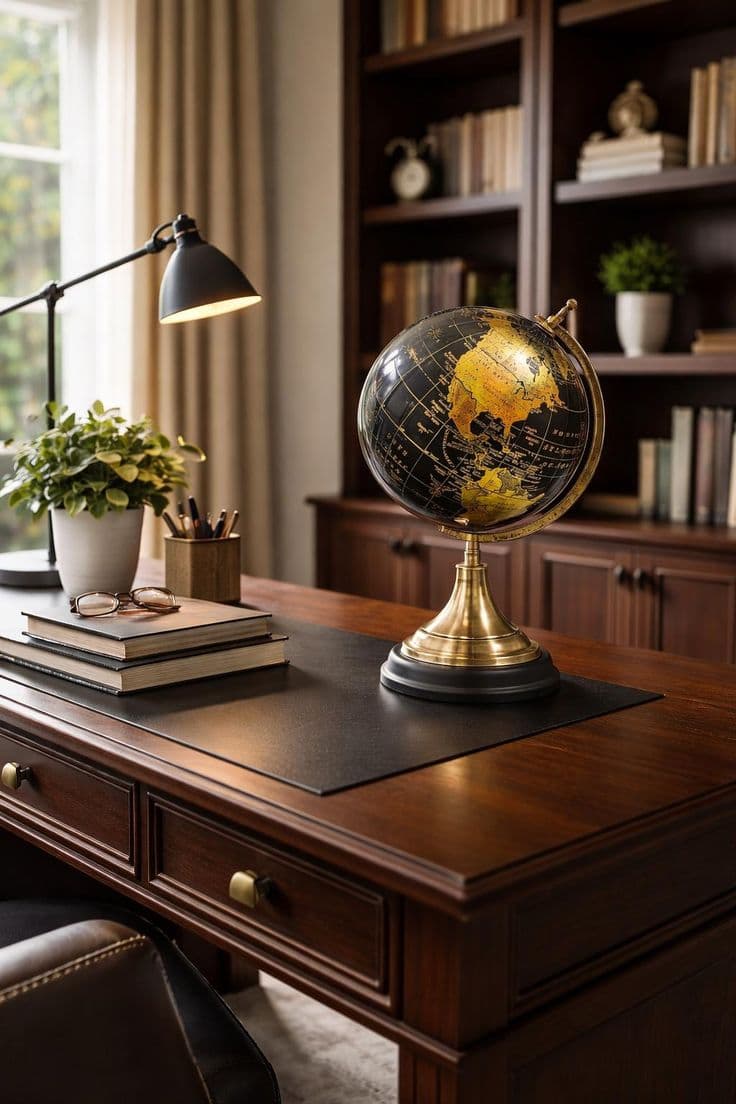 Brass Desk Globe Name Base — personalised corporate gift